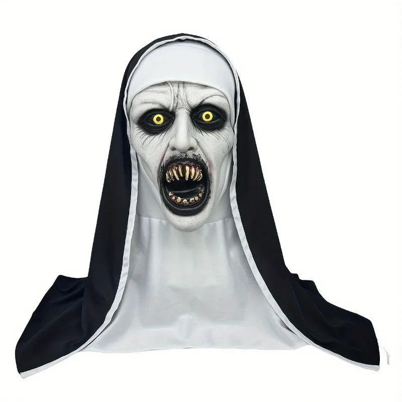 Frightening Nun Latex Mask – Halloween Horror Costume Halloween Costume Mask PLUSH Frightening Nun