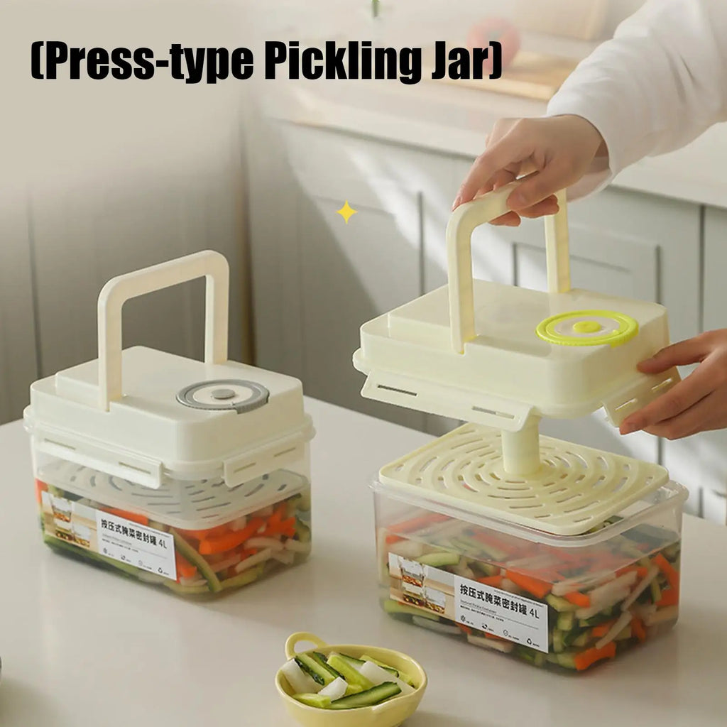 4L Airtight Pickle Fermentation Container with Press Plate Food Storage Container PLUSH
