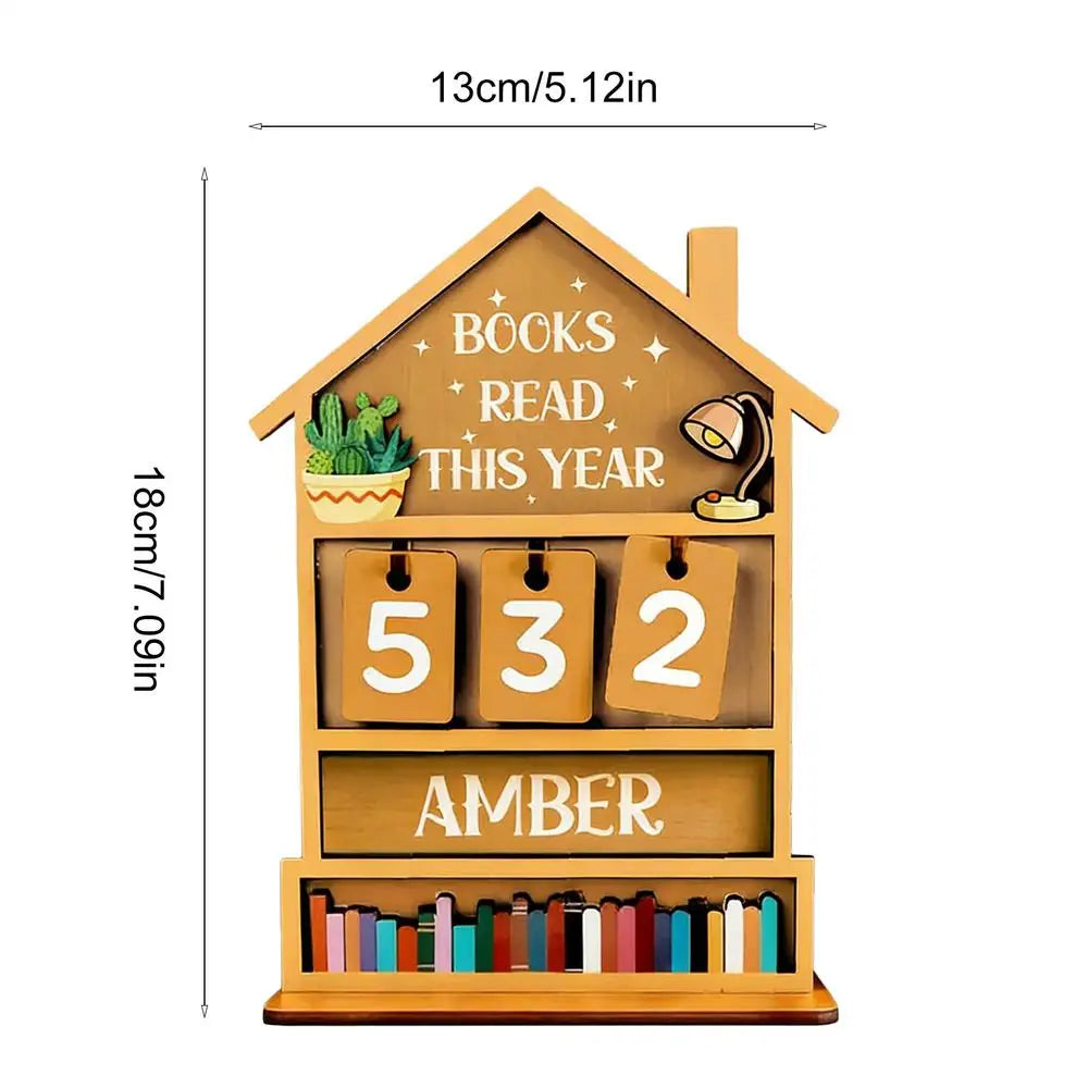 Wooden Books Read Counter Sign – Reading Tracker Shelf Decor Wooden Reading Tracker PLUSH Yellow