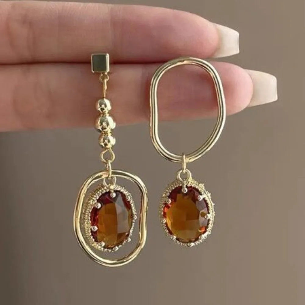 Zircon Asymmetric Drop Dangle Earrings – Vintage Alloy Drop Dangle Earrings PLUSH Style B
