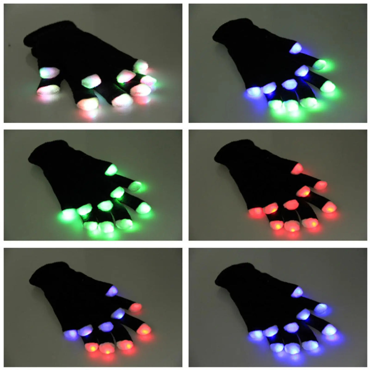 LED Light Show Gloves – 7-Color Flashing Rave Party Gloves LED Party Gloves PLUSH
