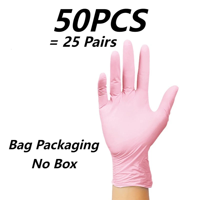Light Pink Nitrile Disposable Gloves 10–100pcs | Kitchen & Salon Disposable Nitrile Gloves PLUSH 50PCS XS