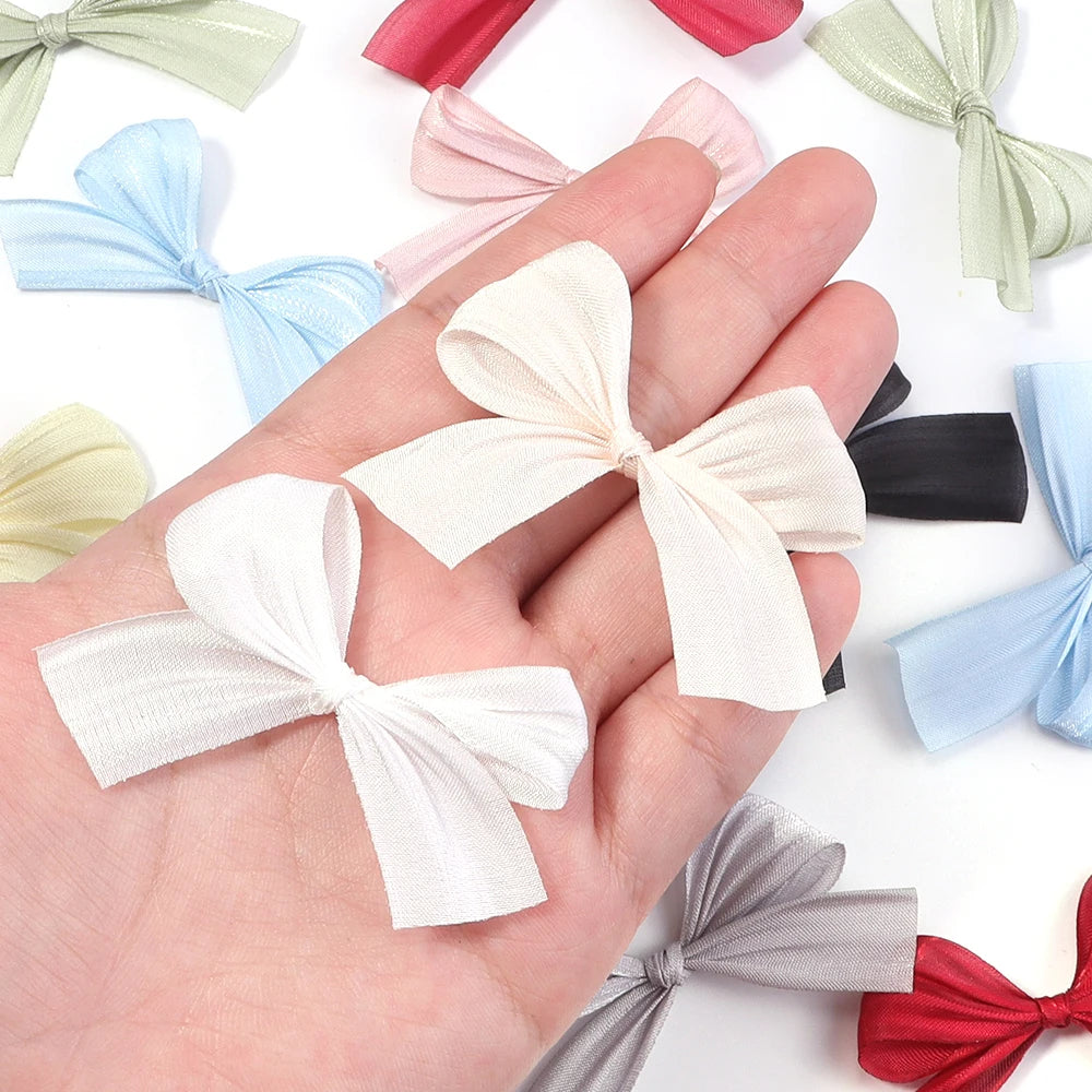 10pcs Pearlescent Polyester Bows – DIY Hair & Jewelry Making Craft Bow Embellishments PLUSH