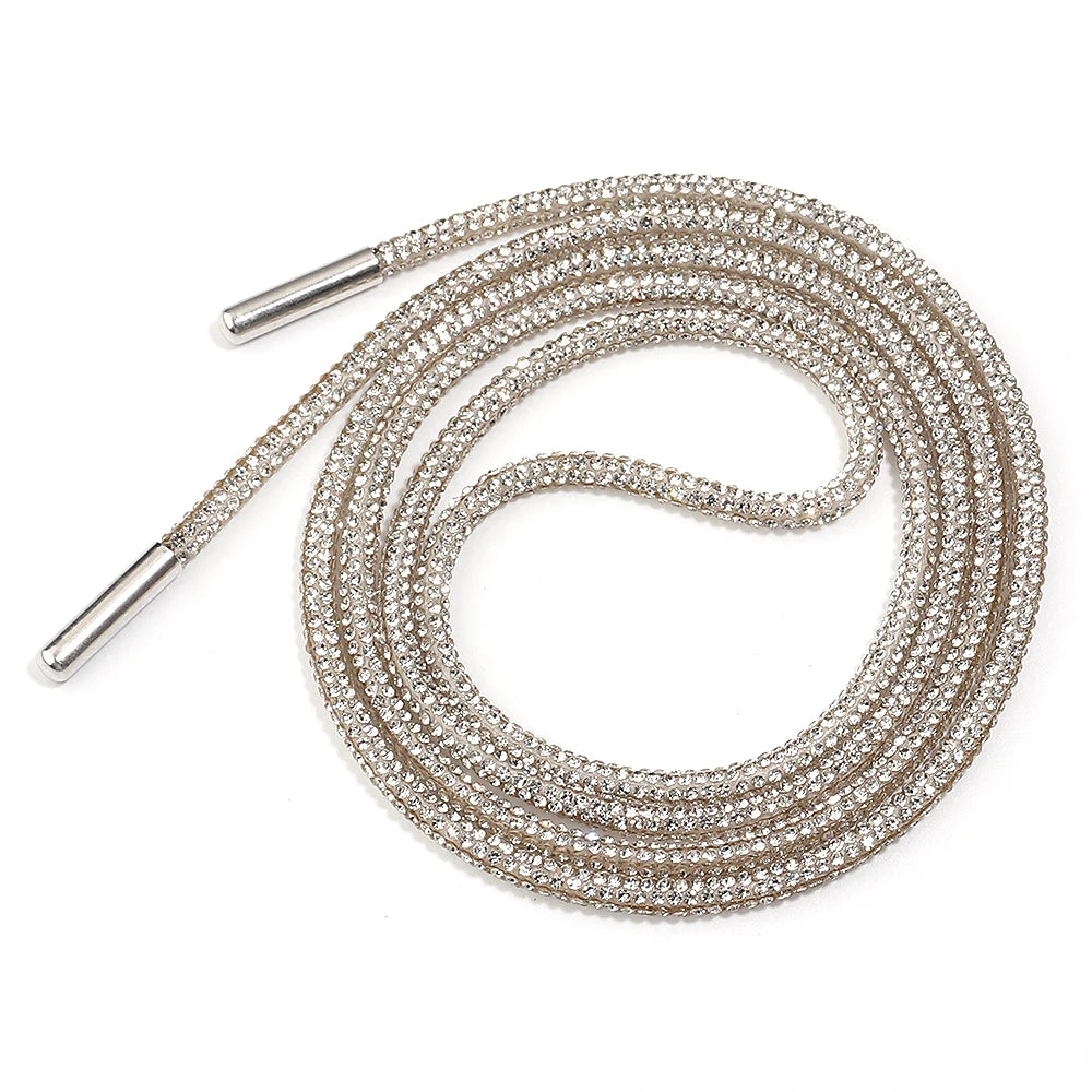 4mm Rhinestone Cord Rope with End Cap – Crystal Cup Chain DIY Rhinestone Jewelry Cord PLUSH White 4mm