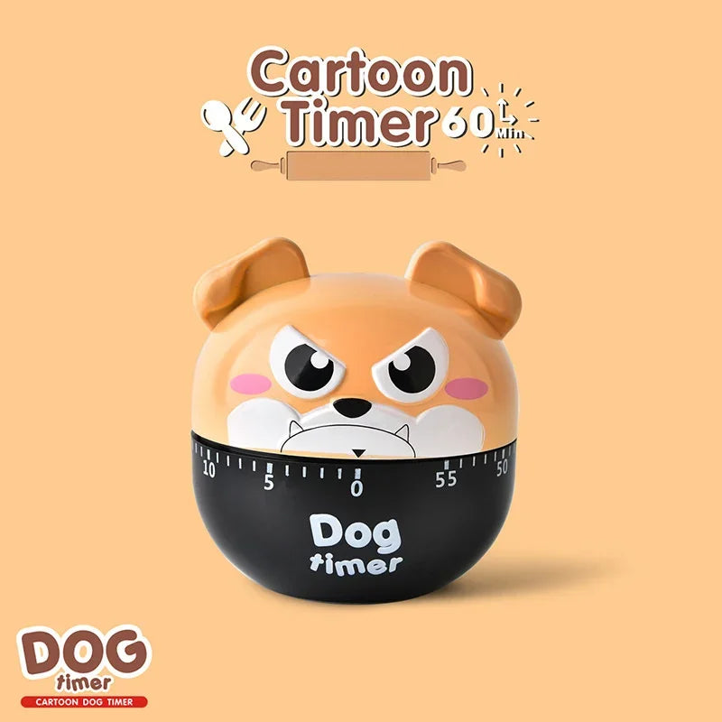 Cartoon Dog Mechanical Kitchen Timer – Cute Dial Countdown Mechanical Kitchen Timer PLUSH Kitchen Timers