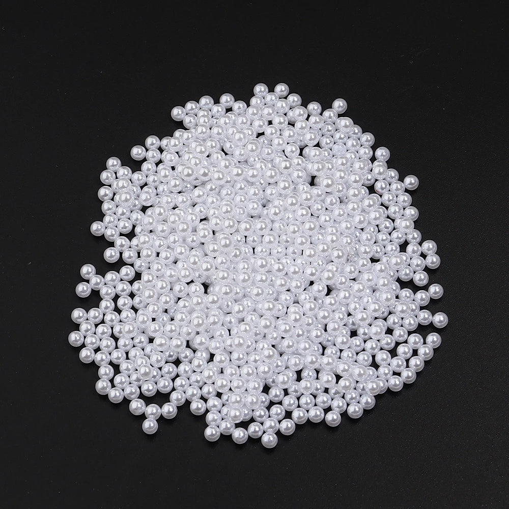 Vintage White ABS Pearl Beads No Hole – 10-1000pcs DIY Craft Loose Craft Beads PLUSH 3mm x 1000pcs