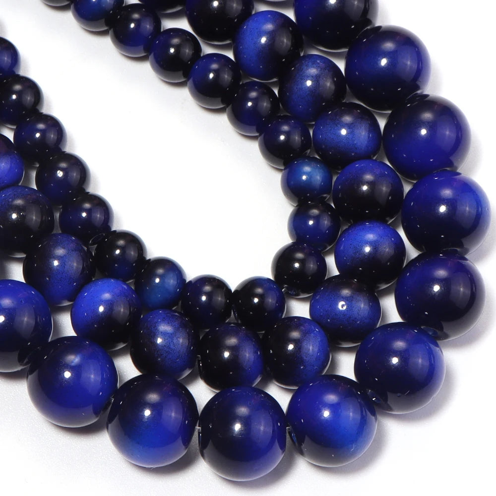 Royal Blue Tiger Eye Glass Spacer Beads 6/8/10mm – DIY Jewelry Glass Spacer Beads PLUSH