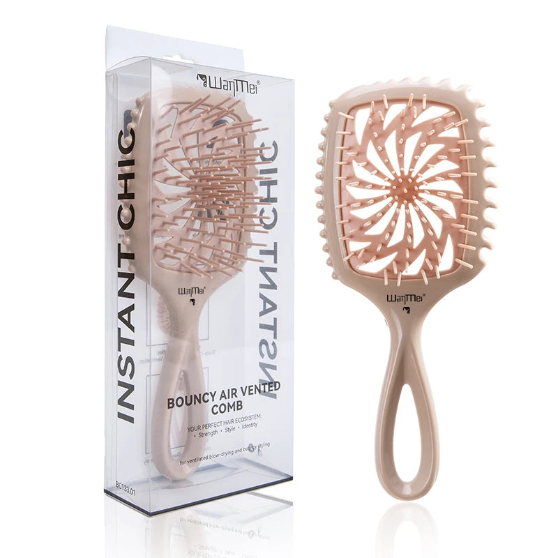 WANMEI Vented Detangling Hair Brush – Wet & Dry All Hair Types Detangling Hair Brush PLUSH Beige Boxed