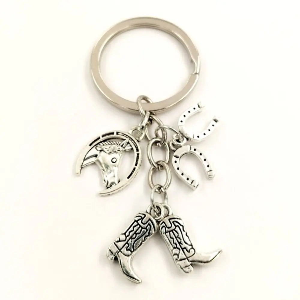 Vintage Running Horse Pendant Keychain – Silver Metal Keyring Metal Keychain PLUSH F