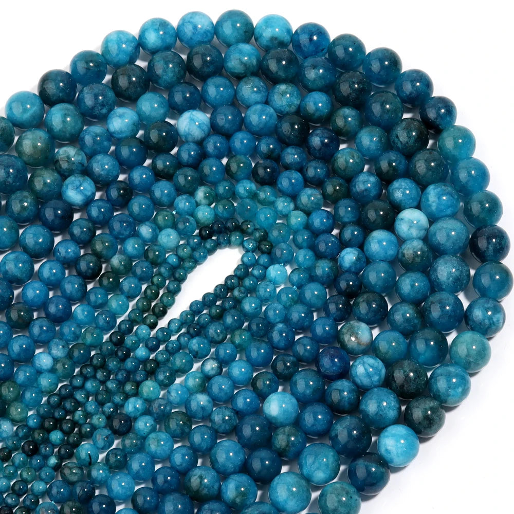 Natural Dark Apatite Round Stone Beads 4–12mm | DIY Jewelry Natural Stone Beads PLUSH