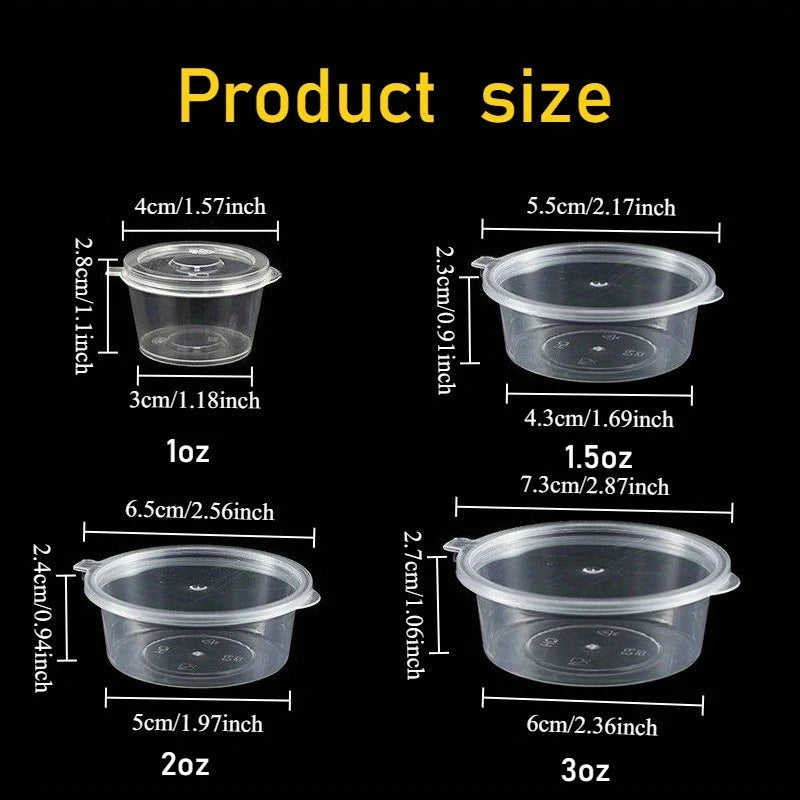 Plastic Sauce Jars with Lids – Leak-Proof 20/50/100pcs Cups Sauce Storage Cups PLUSH