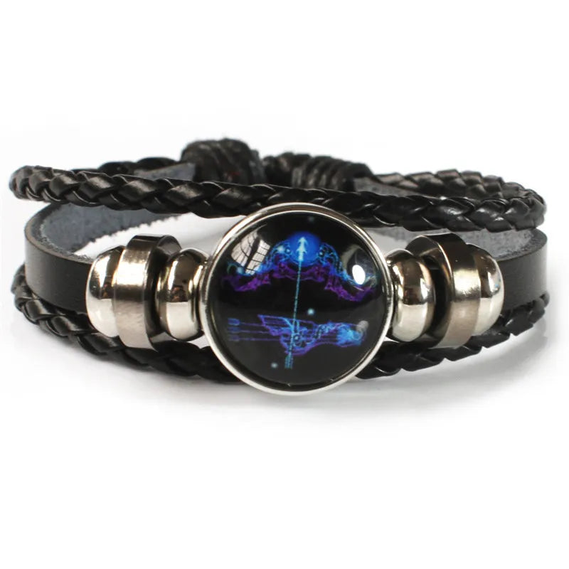 Zodiac Constellation Beaded Leather Bracelet | Multilayer Handwoven Charm Bracelet PLUSH Sagittarius