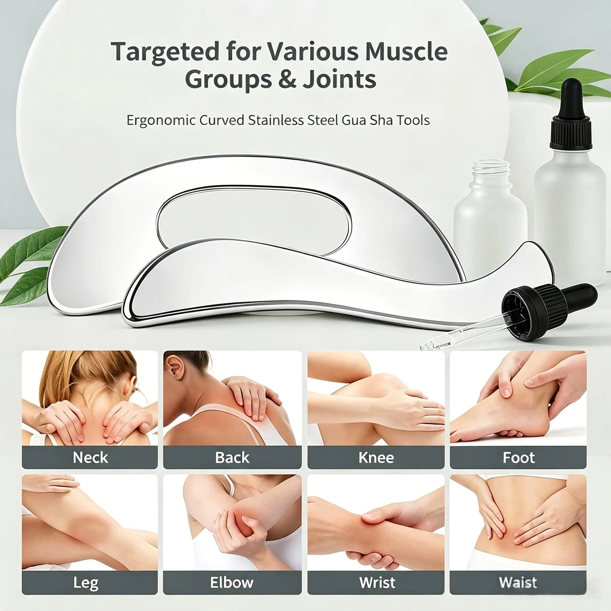 Stainless Steel Gua Sha Scraper Tool Set – Body & Face Gua Sha Scraper Set PLUSH