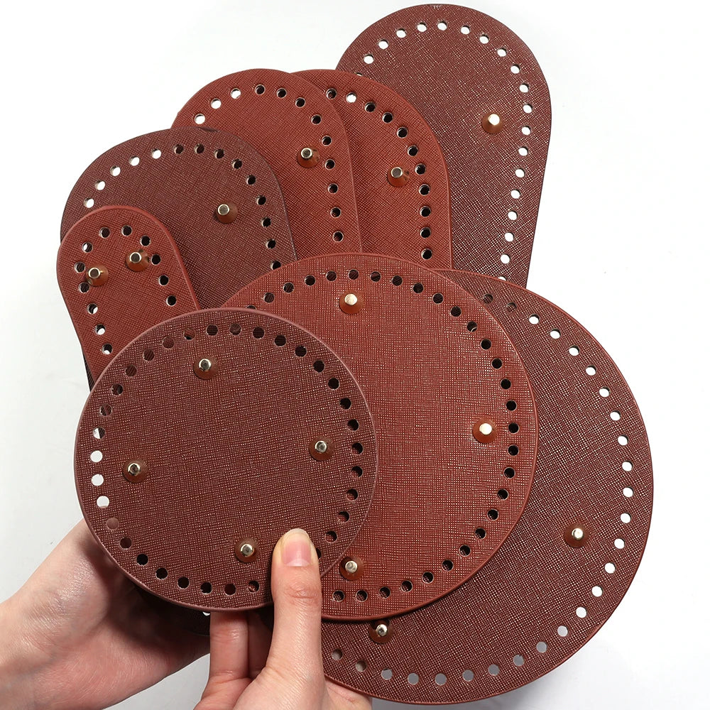 Round PU Leather Bag Base with Rivets – 12/15/18cm DIY Handbag Bag Making Base PLUSH