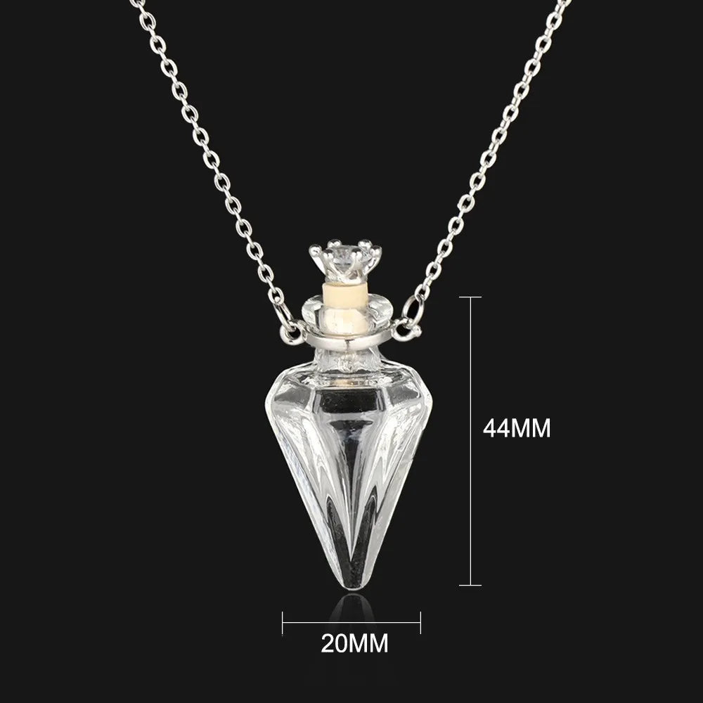 Water Drop Glaze Vial Pendant Necklace | Heart Mini Bottle Pendant Necklace PLUSH gem