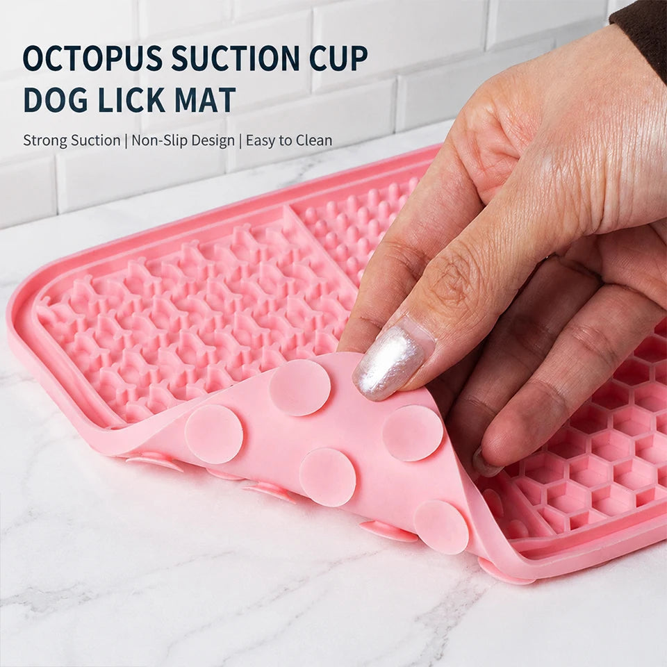 Slow Feeder Lick Mat Dogs & Cats – Food Grade Silicone Slow Feeder Lick Mat PLUSH