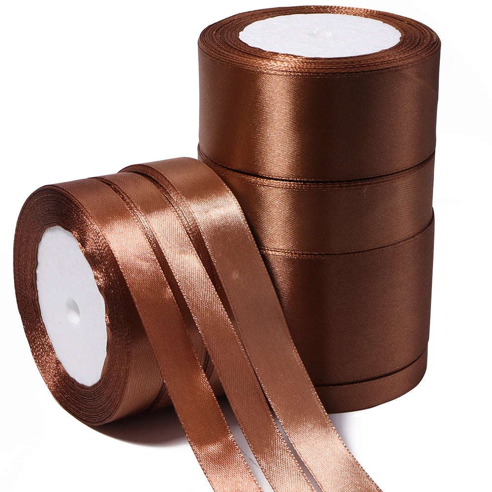 25 Yards Deep Brown Satin Ribbon – DIY Gifts & Wedding Decor Satin Craft Ribbon PLUSH