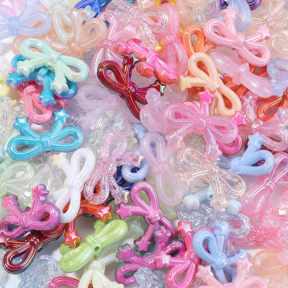 10pcs Colorful Bow Acrylic Spacer Beads – DIY Jewelry Charms Acrylic Spacer Beads PLUSH