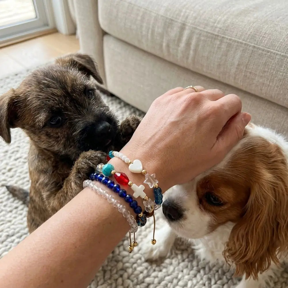 Adjustable Cross Crystal Bead Bracelet – Colorful Boho Bangle Beaded Bangle Bracelet PLUSH