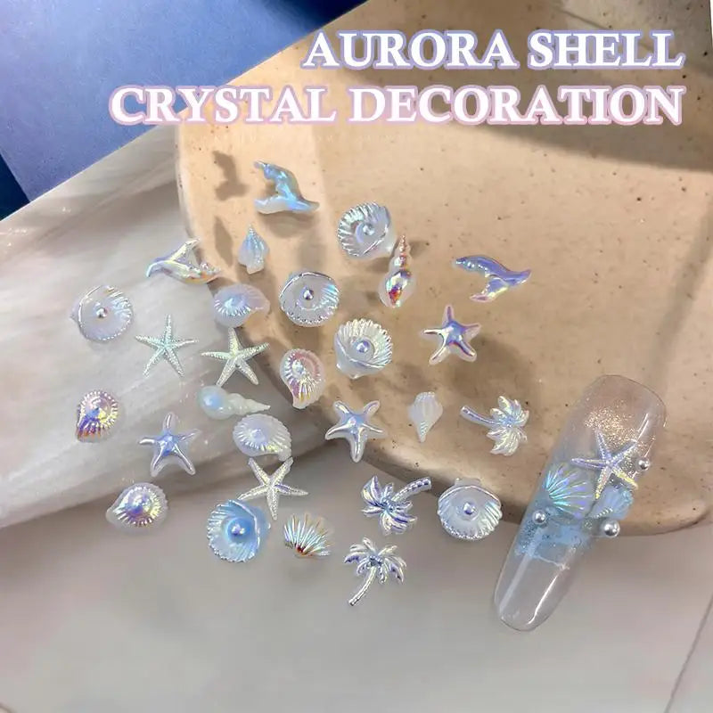50pcs Mermaid Tail Ocean Nail Charms – Aurora DIY Manicure Nail Art Charms PLUSH