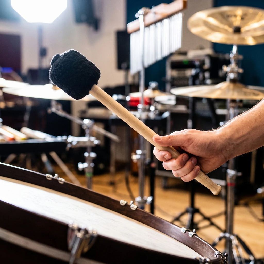 Wool Fleece Bass Drum Mallet – Maple Wood Handle | 41cm Bass Drum Mallet PLUSH