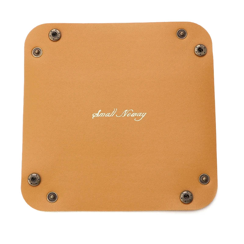 PU Leather Foldable Desktop Tray Organizer for Jewelry & Keys Foldable Desk Organizer PLUSH Yellow