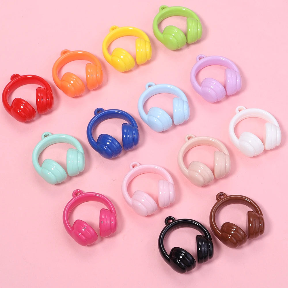 5pcs Earphones Acrylic Bead Charms – DIY Jewelry & Keychain Acrylic Jewelry Charms PLUSH