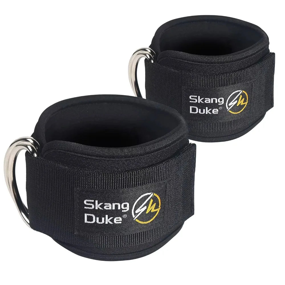 Adjustable Fitness Ankle Straps with D-Ring | 1 Pair Fitness Ankle Straps PLUSH Black
