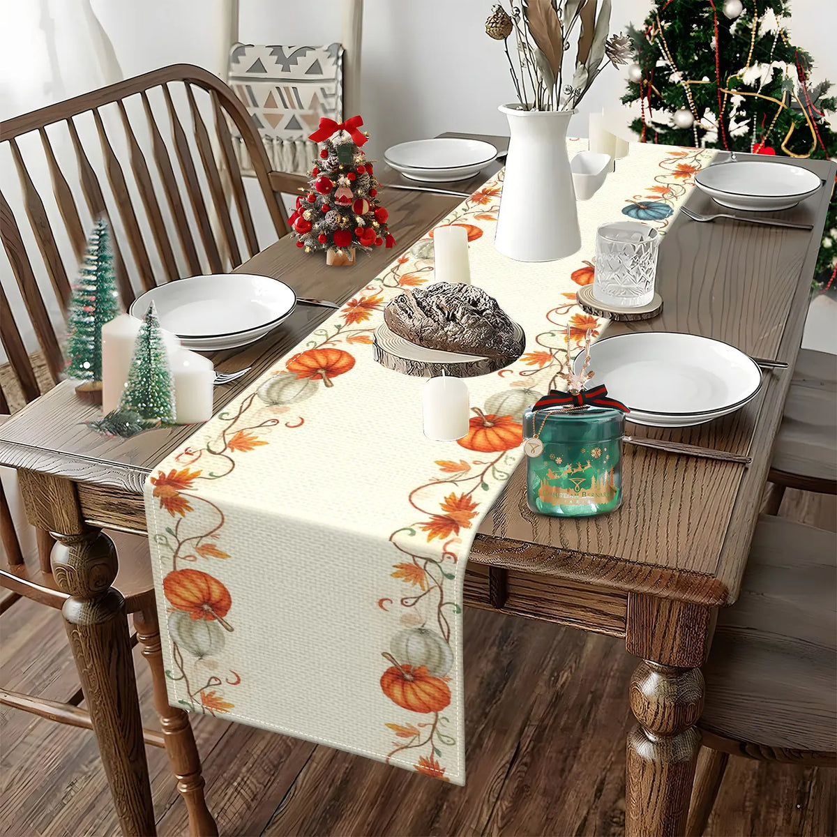 Autumn Pumpkin Table Runner – Fall & Thanksgiving Decor Table Runner PLUSH