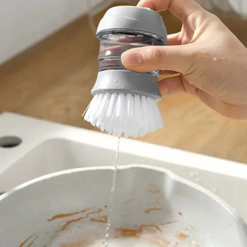 Dish Brush with Soap Dispenser, Holder & Drip Tray Set Kitchen Scrub Brush Set PLUSH
