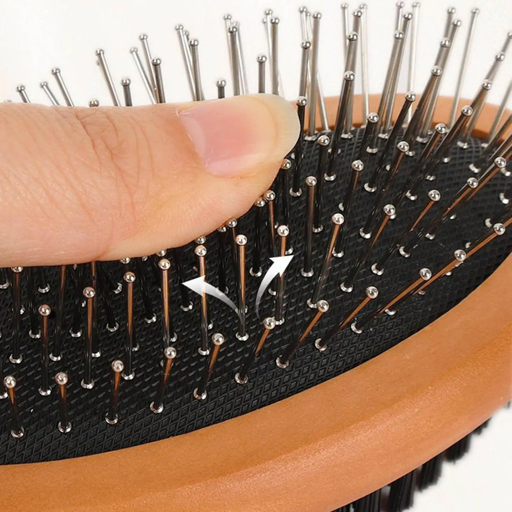 Double-Sided Pet Grooming Brush – Wood Handle & Steel Bristles Pet Grooming Brush PLUSH