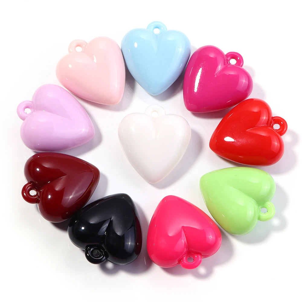 5pcs Heart Acrylic Charms 32x35mm – DIY Jewelry Pendants Acrylic Jewelry Charms PLUSH