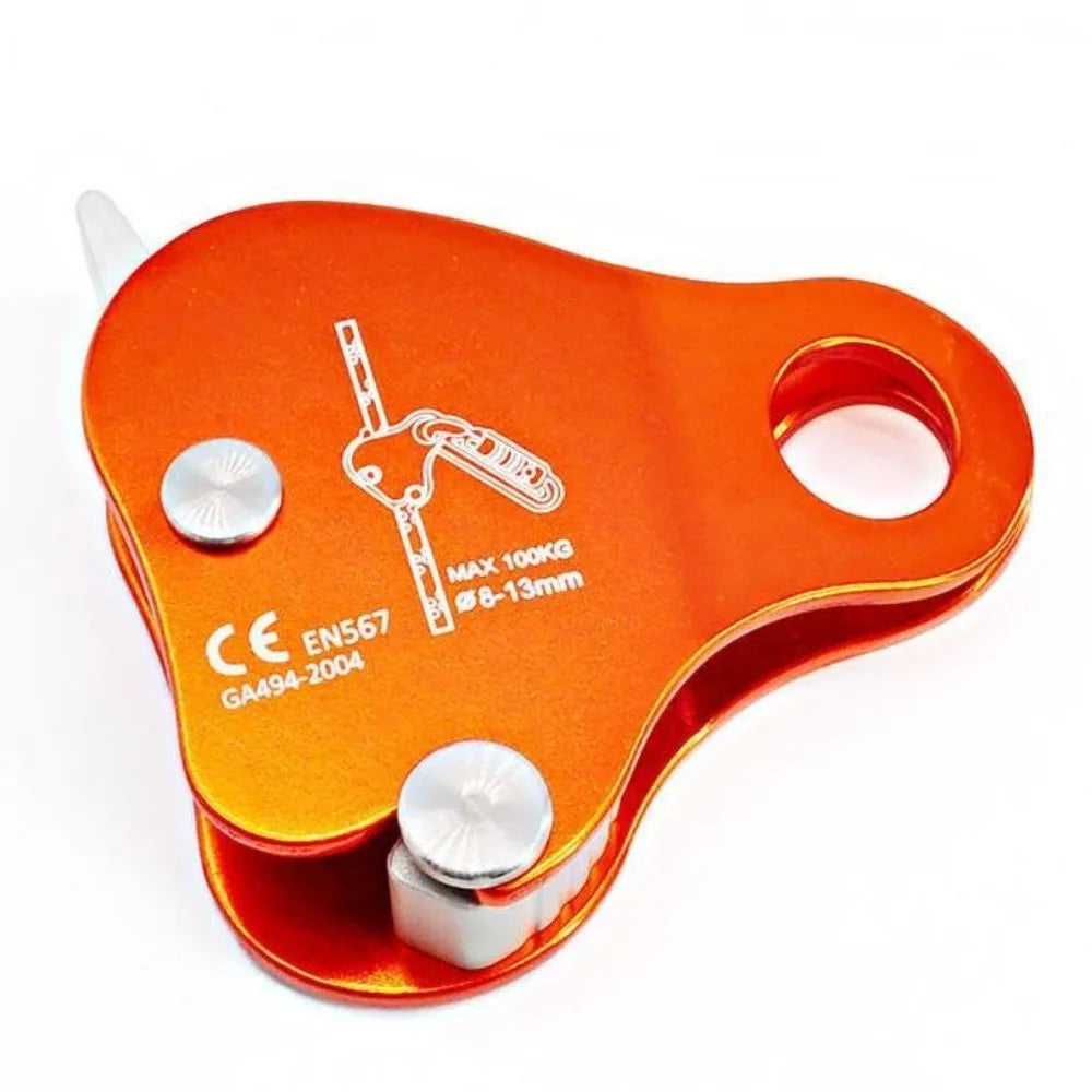 Self-Locking Rope Grab Ascender | Aluminum Climbing Carabiner Rope Grab Ascender PLUSH Orange