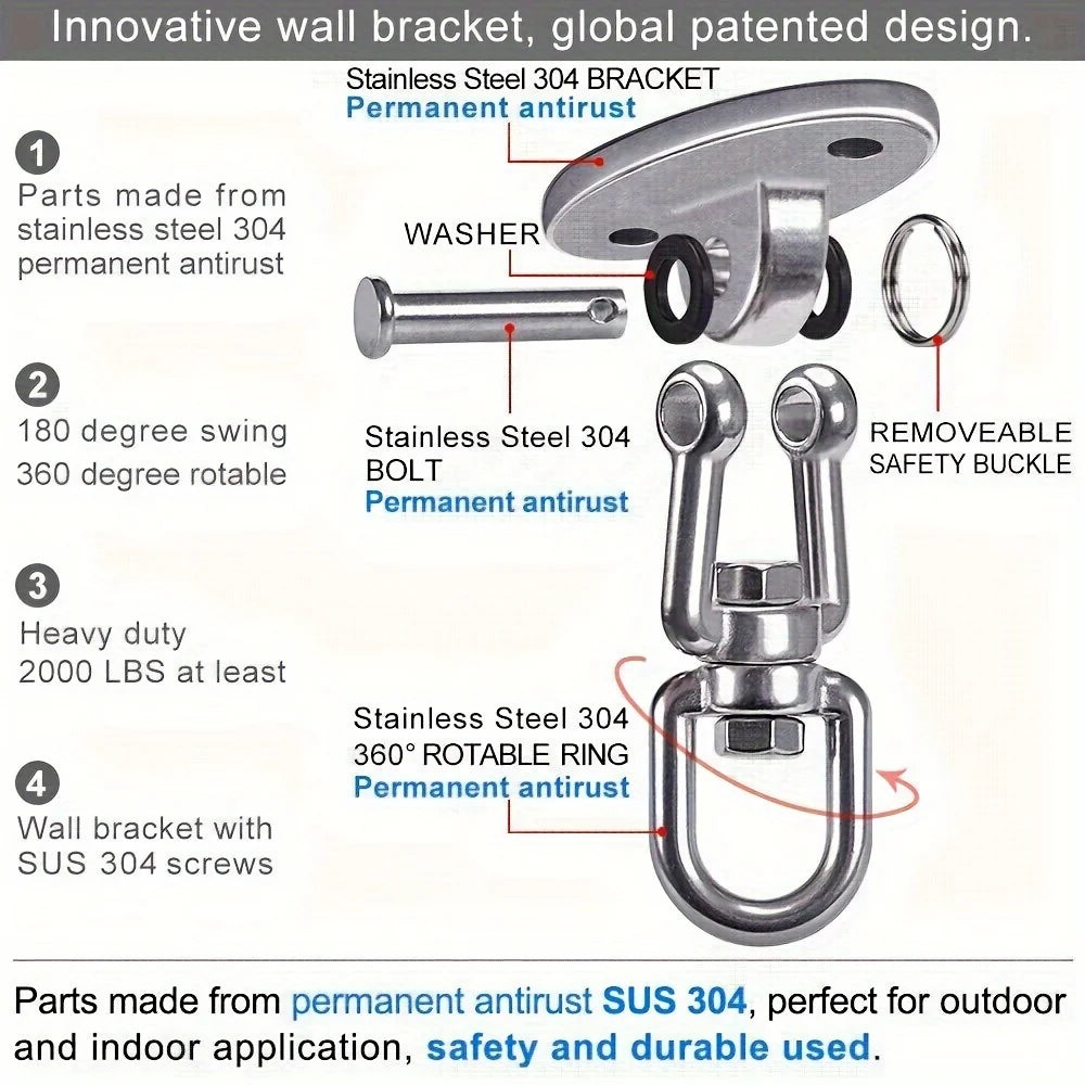2pcs Ceiling Swing Mount Hangers Free Swivel Hooks Indoor Outdoor Swing Mount Hangers PLUSH