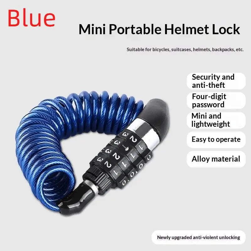 4-Digit Combination Cable Lock – Bike, Motorcycle & Helmet Combination Cable Lock PLUSH Blue