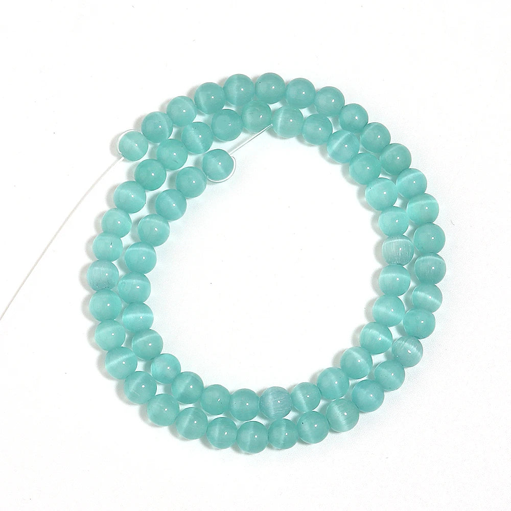 Teal Blue Cat Eye Stone Beads 4–12mm | DIY Jewelry Making Jewelry Making Beads PLUSH 6mm