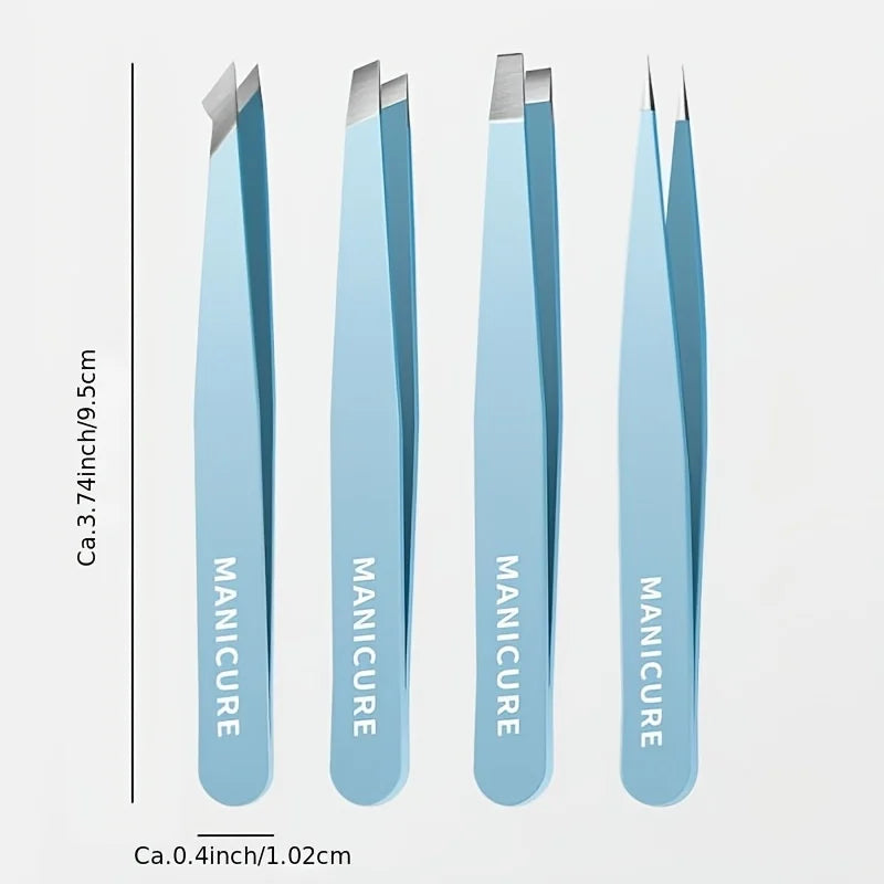 Ouriner 4-Piece Stainless Steel Eyebrow Tweezer Set Eyebrow Tweezer Set PLUSH