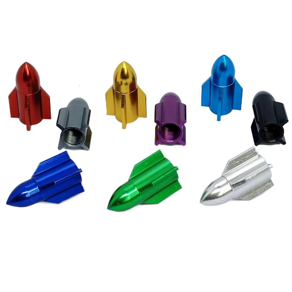 Rocket Shape Aluminum Alloy Tire Valve Caps – Multicolor Tire Valve Caps PLUSH