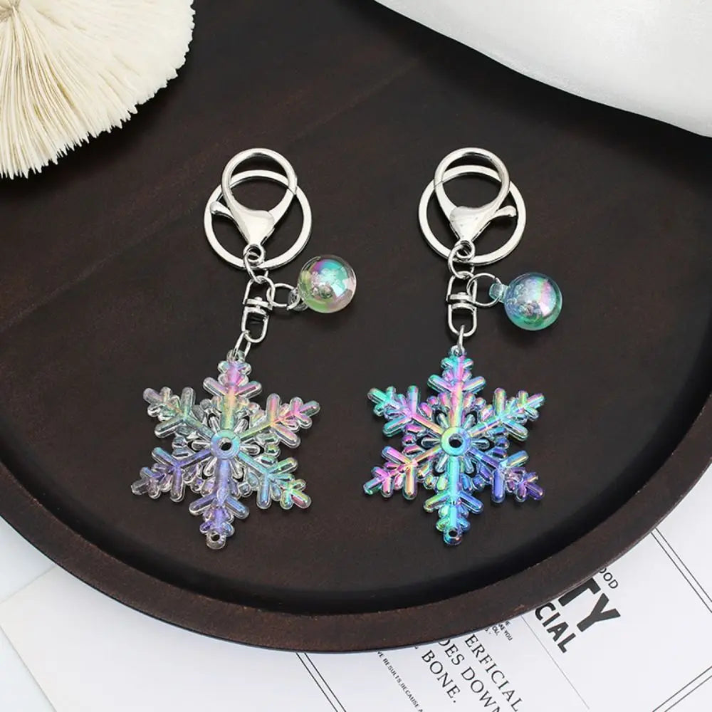Transparent Snowflake Acrylic Keychain – Colorful Laser Pendant Acrylic Keychain PLUSH