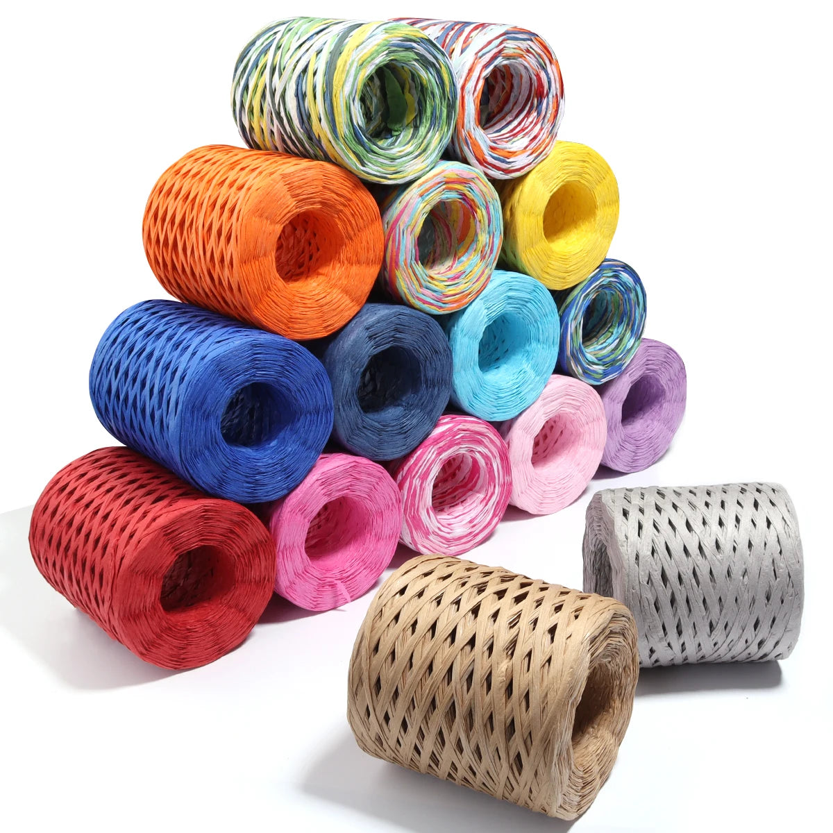 Colorful Raffia Paper Braided Cord 80-200m – DIY Craft Yarn Craft Braided Cord PLUSH