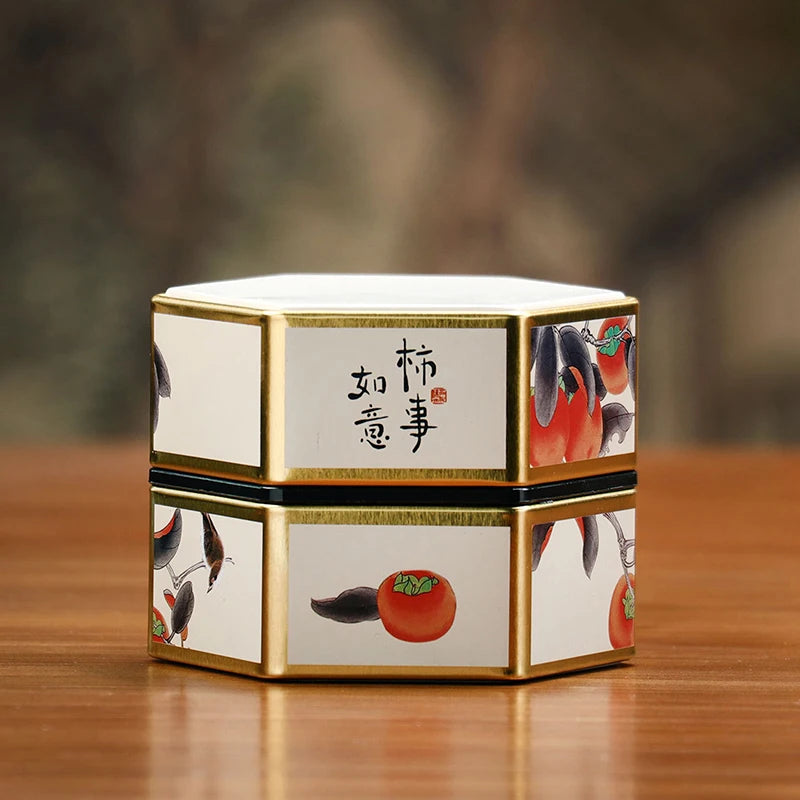 Hexagonal Tinplate Tea Storage Tin – Chinese Style Sealed Can Tea Storage Tin PLUSH 1