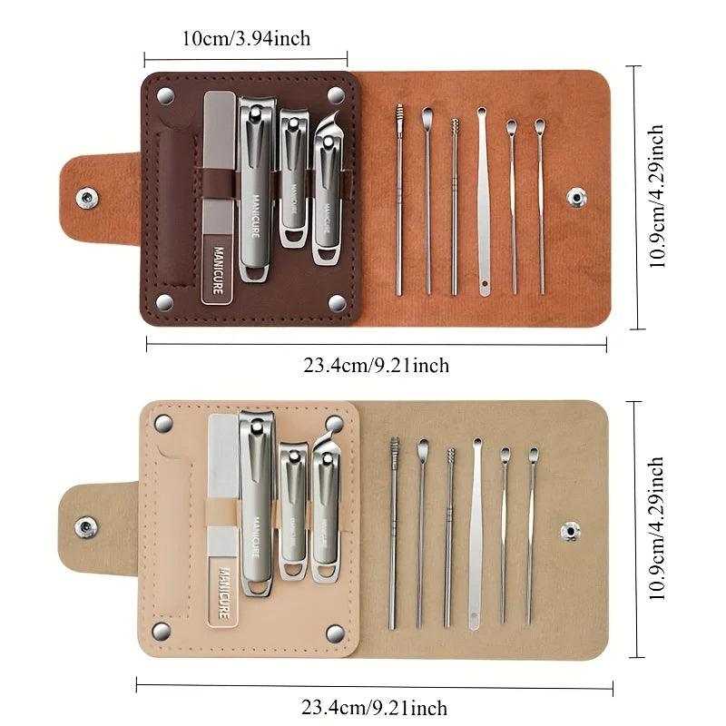 Ouriner 10pcs Nail Care Set – Clipper, File & Leather Case Nail Care Set PLUSH