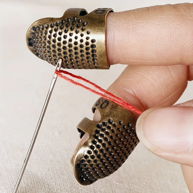 Retro Adjustable Thimble Finger Protectors for Hand Sewing – 2pcs Sewing Thimble PLUSH