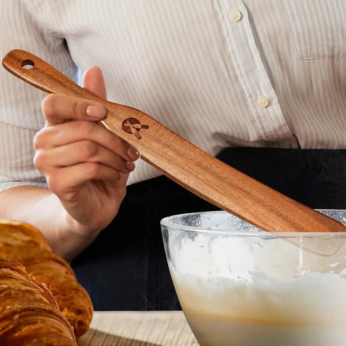 Wooden Dough Scraper & Bread Stirring Spatula | 27.9cm Dough Scraper Spatula PLUSH
