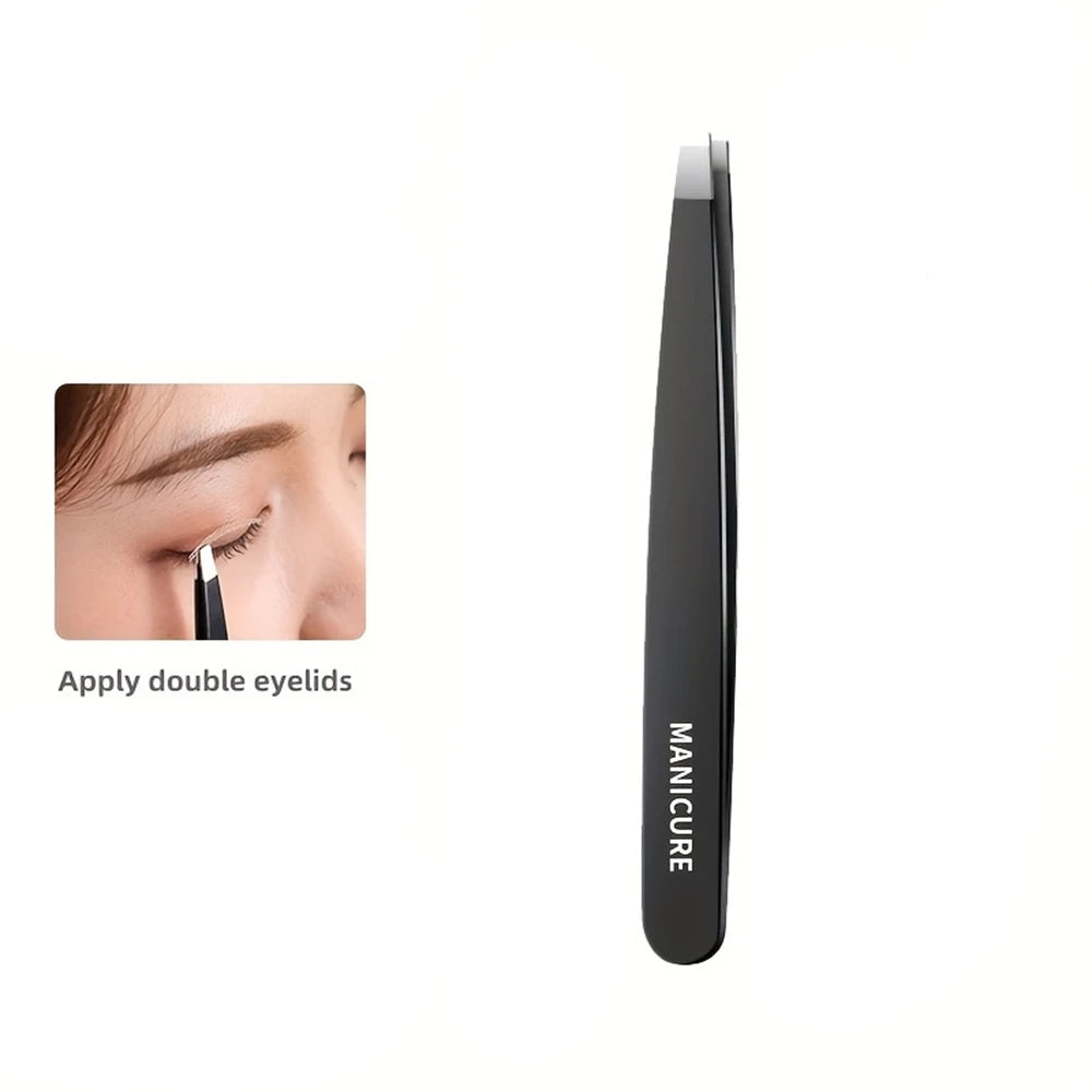 Ouriner 4-Piece Stainless Steel Eyebrow Tweezers Set Eyebrow Tweezers Set PLUSH Flat 1pc