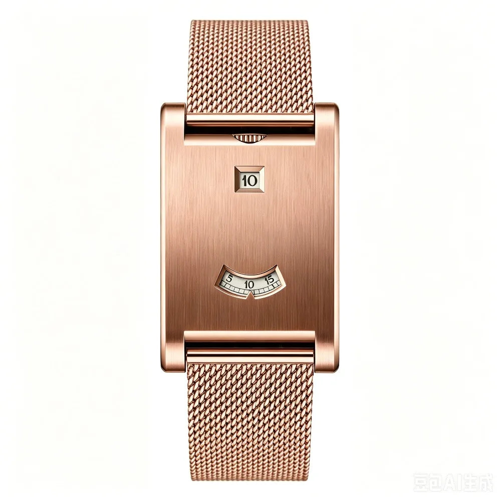 Retro Square Quartz Watch | Steel Band, Water Resistant, Unisex Square Quartz Watch PLUSH Marjine - Wire Mesh