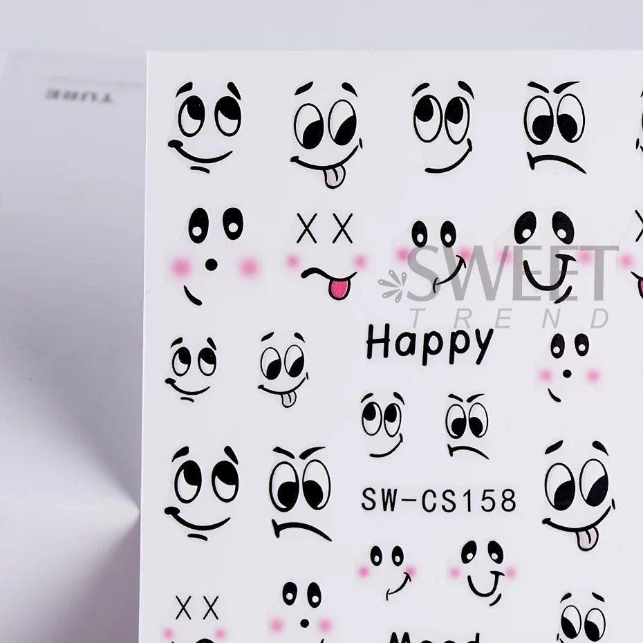 Cartoon Expression Nail Art Stickers 2pcs – DIY Decals Nail Art Stickers PLUSH