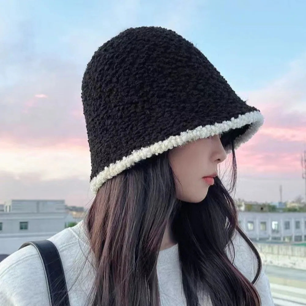 Women's Thickened Bucket Hat – Soft Windproof Fisherman Cap Bucket Hat PLUSH