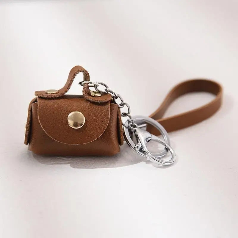 Kawaii Mini Handbag Keychain – PU Leather Coin Purse Charm Keychain Purse Charm PLUSH Brown