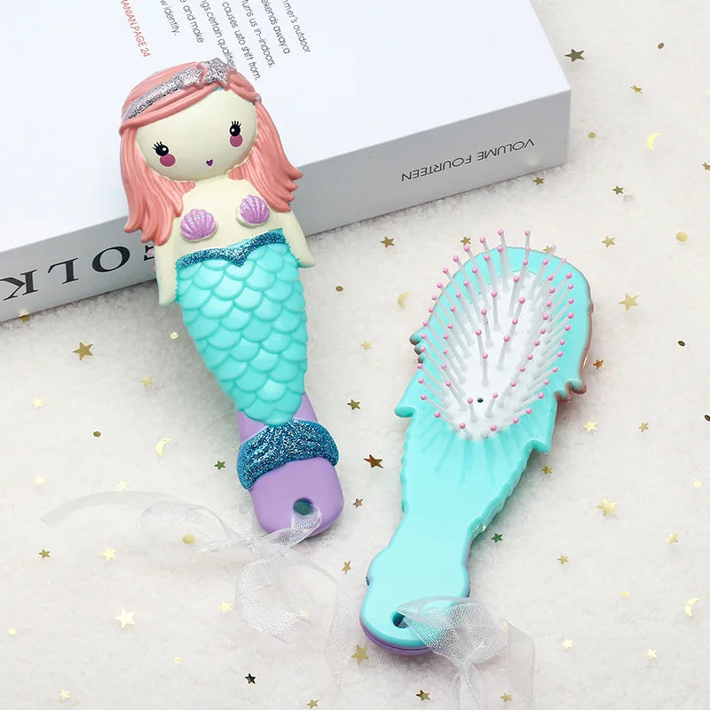 Mermaid Air Cushion Comb for Kids – Cute Girls Hair Brush Kids Hair Comb PLUSH mermaid 2